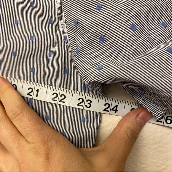 Common People short sleeve button down casual micro pinstripe Shirt prep mens L - Picture 4 of 8